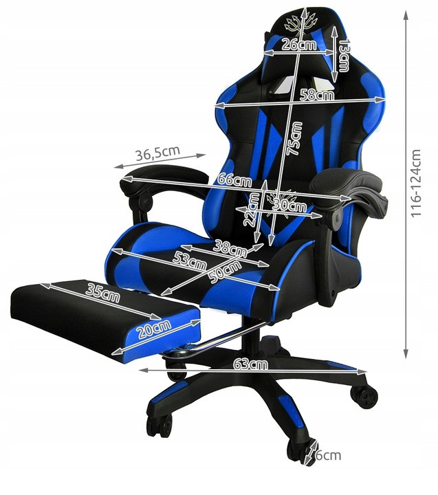 Кресло геймерское с подставкой для ног Malatec Dunmoon 8978 BLUE - Зображення 3