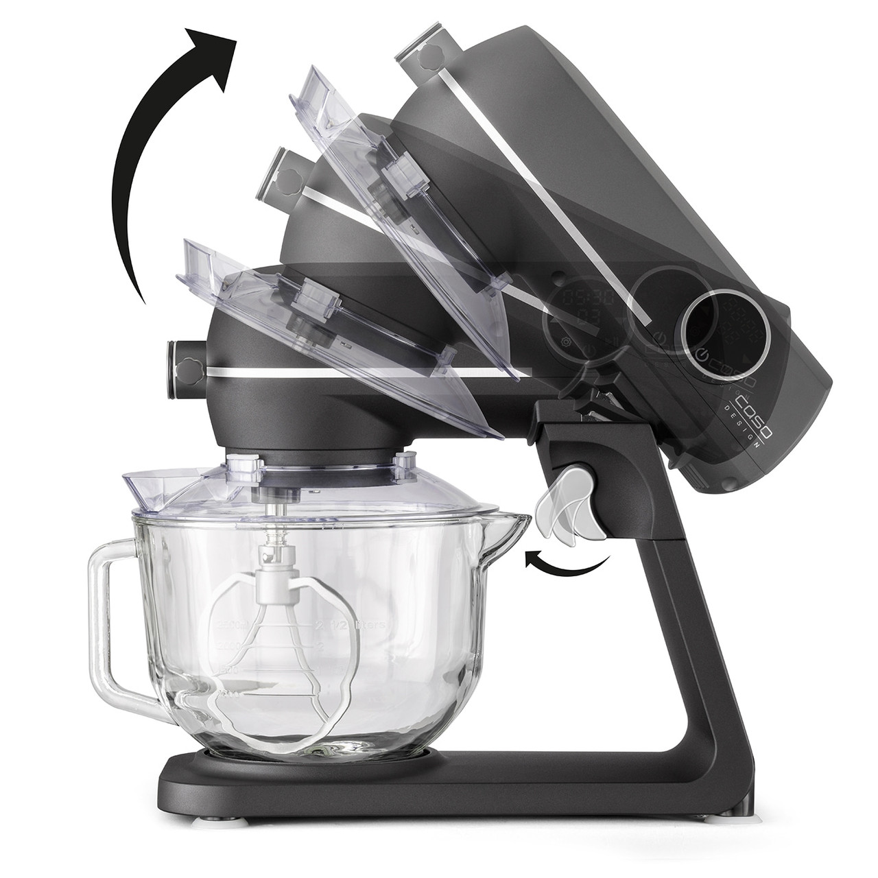 Кухонный комбайн тестомес CASO KM 1800 Black-G 1800W - Зображення 6