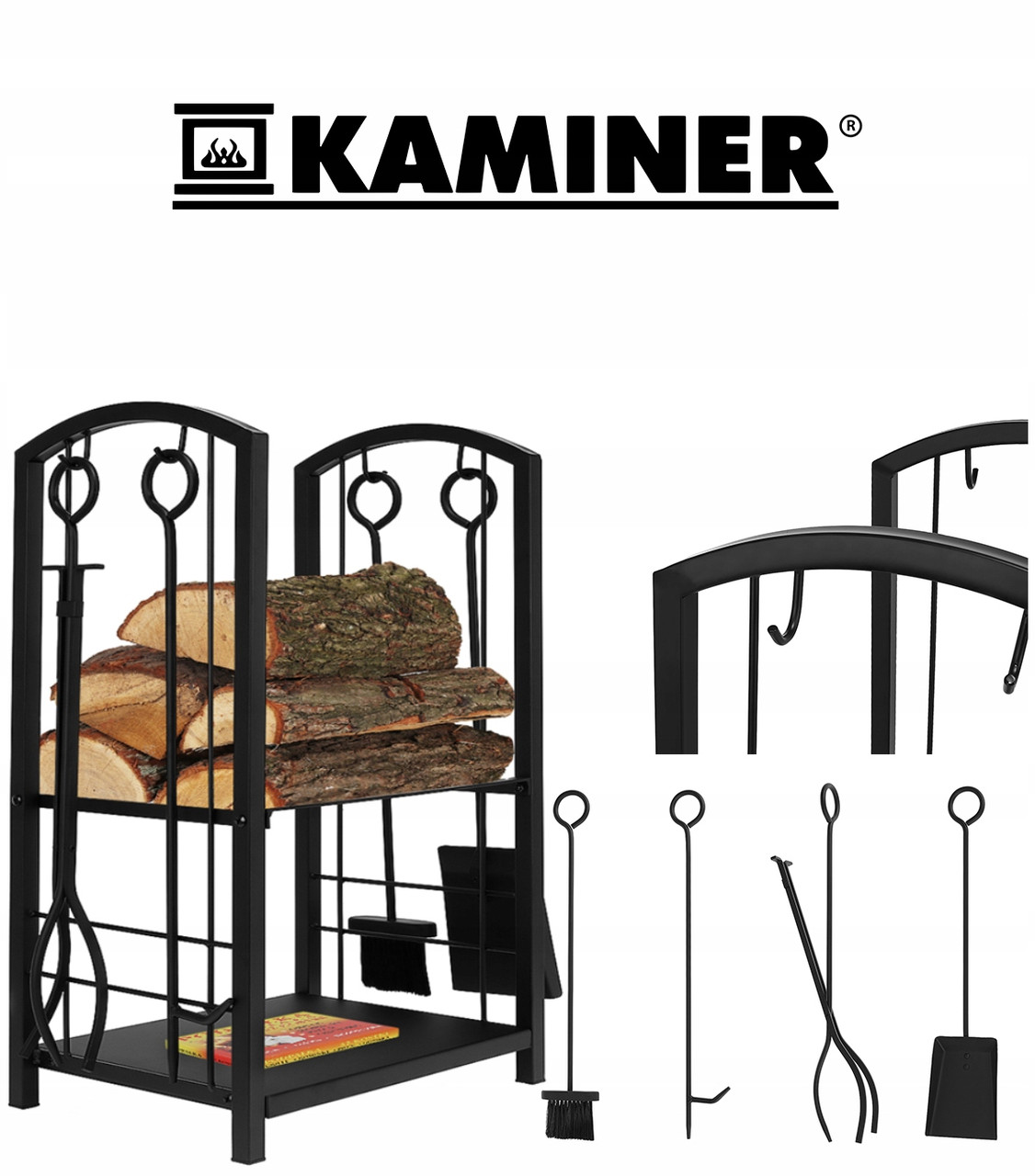 Подставка для дров Kaminer 8785 с 4 аксессуарами для камина PK011 - Зображення 10