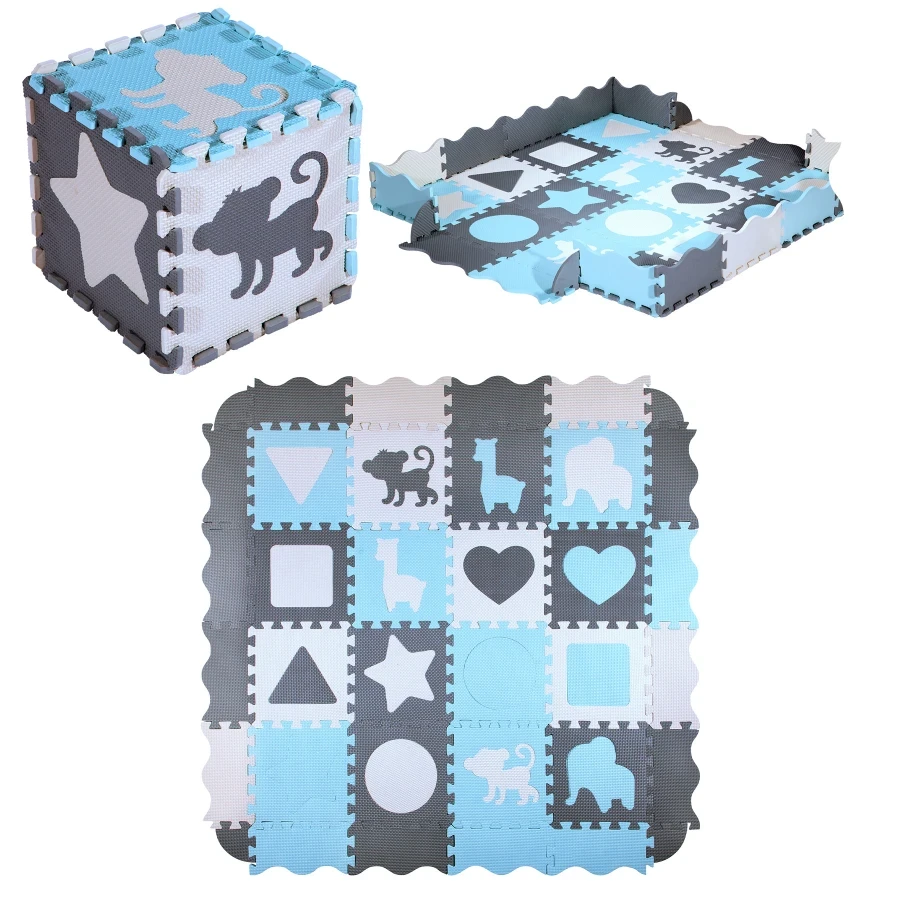 Развивающий коврик манеж-пазл Nils Fun MD03 140x140см 36 элементов MINT