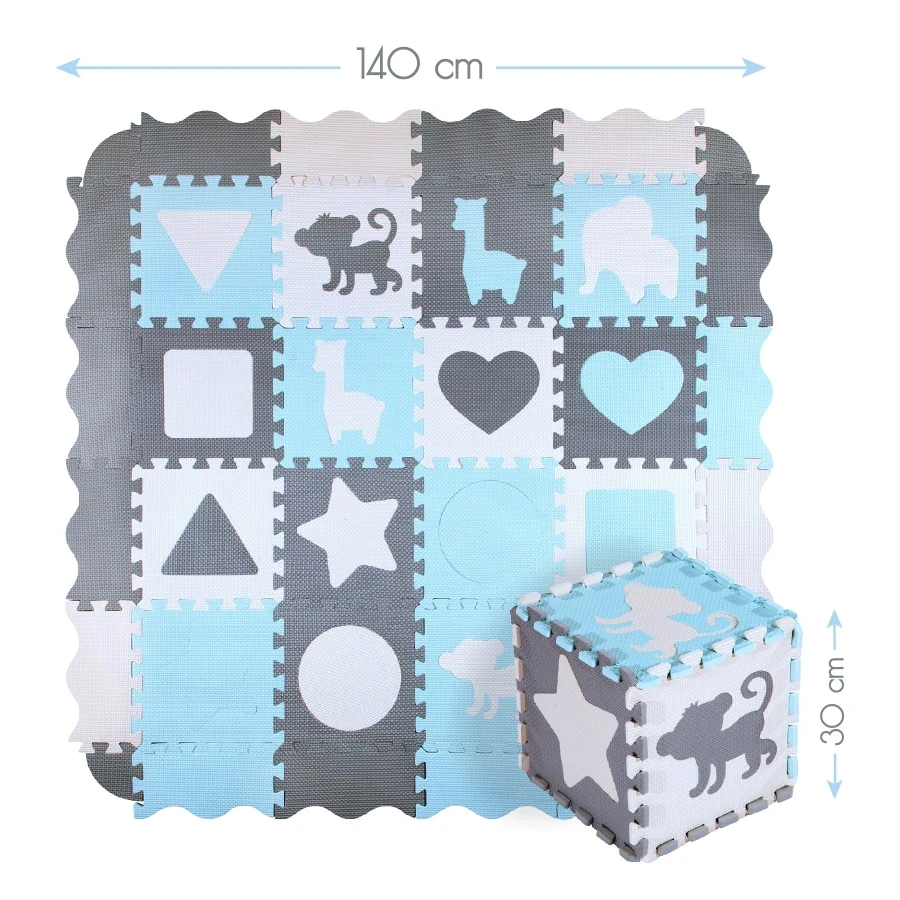 Развивающий коврик манеж-пазл Nils Fun MD03 140x140см 36 элементов MINT - Зображення 5