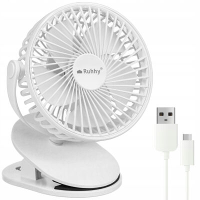 Беспроводной аккумуляторный вентилятор Ruhhy 25566 с зажимом 1200 мАч USB-C белый