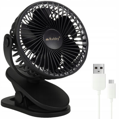 Беспроводной аккумуляторный вентилятор Ruhhy 25567 с зажимом 1200 мАч USB-C черный