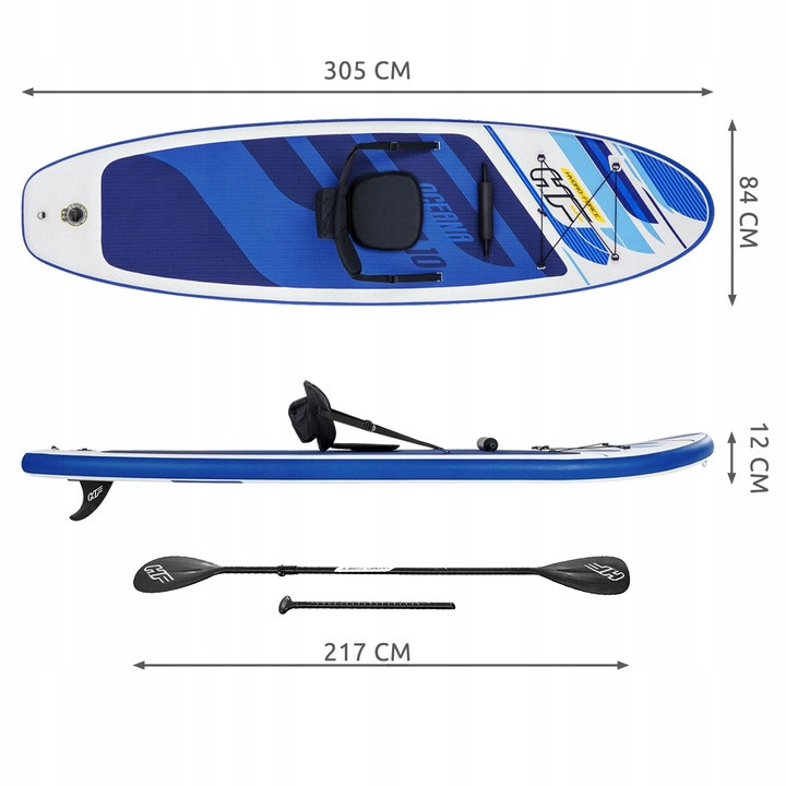 SUP доска 305см Bestway 65350 с аксессуарами сапборд сап доска 120 кг 305 x 84 х 12 см, синяя - Зображення 2