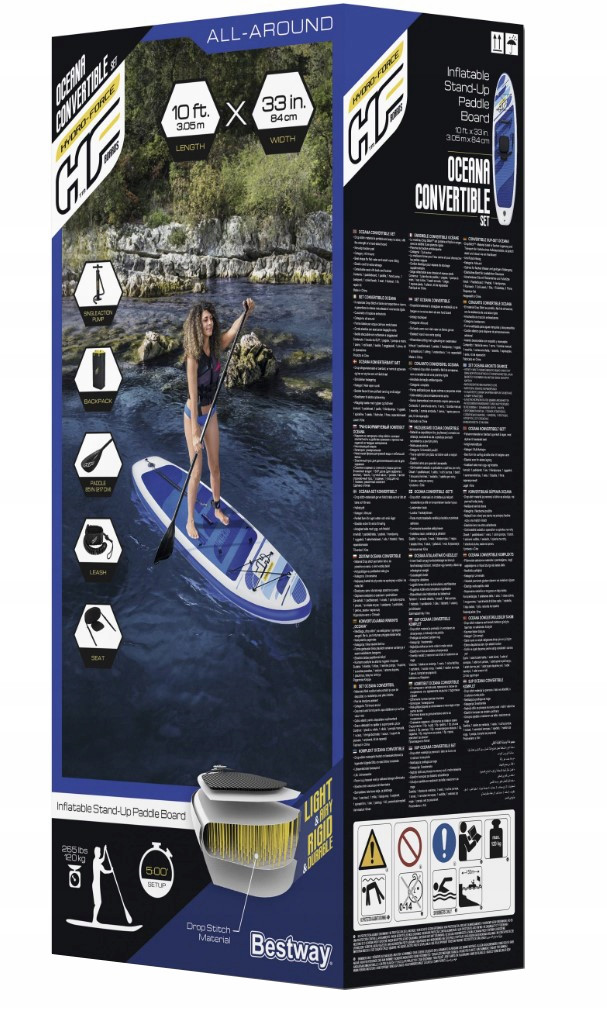 SUP доска 305см Bestway 65350 с аксессуарами сапборд сап доска 120 кг 305 x 84 х 12 см, синяя - Зображення 9