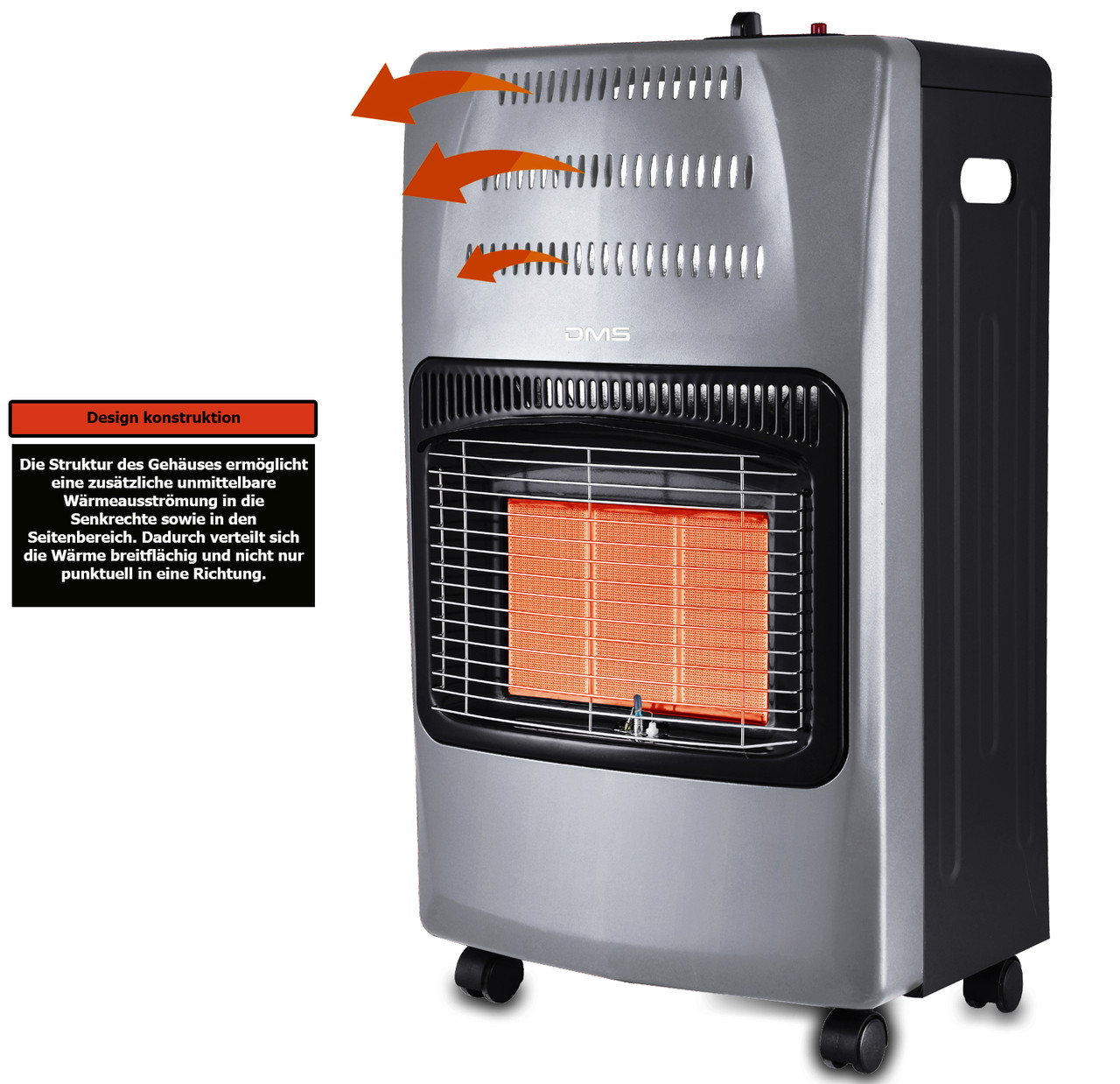 Газовый обогреватель DMS KGH-08 Germany 4.2 кВт с редуктором и шлангом (БЕЗ БАЛОНА) GREY - Зображення 4