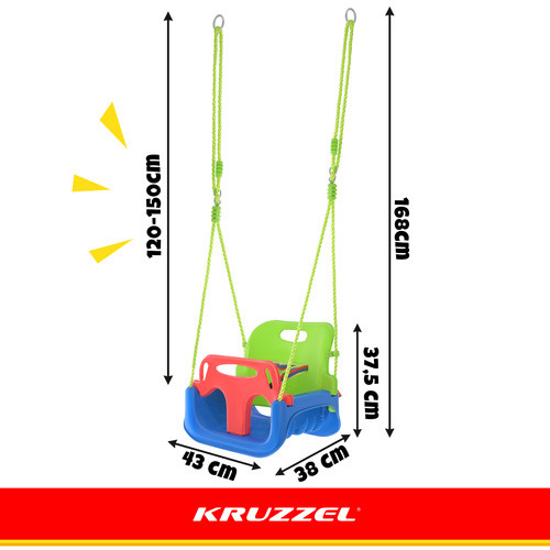 Детская качеля-трансформер 3-в-1 зелено-синяя Kruzzel 27358 - Зображення 3