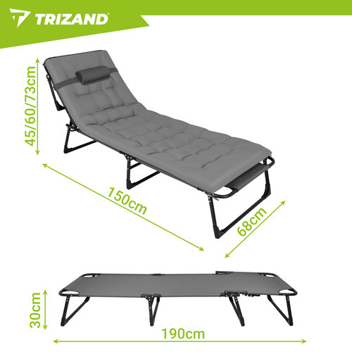 Складной садовый шезлонг 192x68x28 см Trizand 27633 - Зображення 2