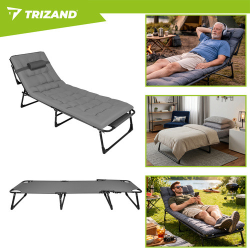 Складной садовый шезлонг 192x68x28 см Trizand 27633 - Зображення 10