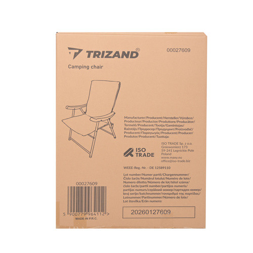 Кресло туристическое Trizand 27609 складное, высокая спинка, до 120 кг, 59×70×91 см - Зображення 2