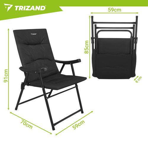 Кресло туристическое Trizand 27609 складное, высокая спинка, до 120 кг, 59×70×91 см - Зображення 3