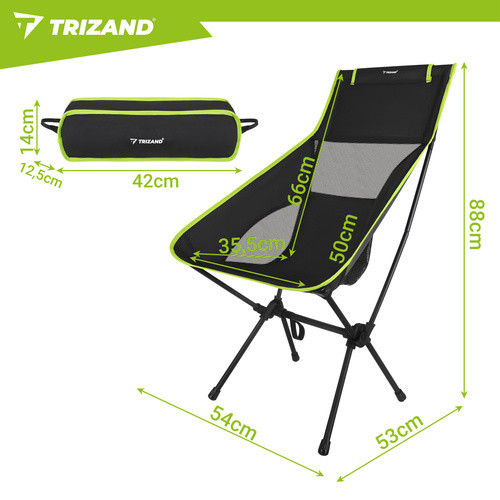 Складное рыбацкое кресло Trizand 27778 (41x52x86 см) черное, туристический стул с чехлом до 120 кг - Зображення 2