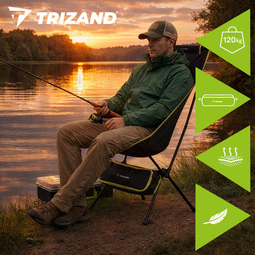 Складное рыбацкое кресло Trizand 27778 (41x52x86 см) черное, туристический стул с чехлом до 120 кг - Зображення 10