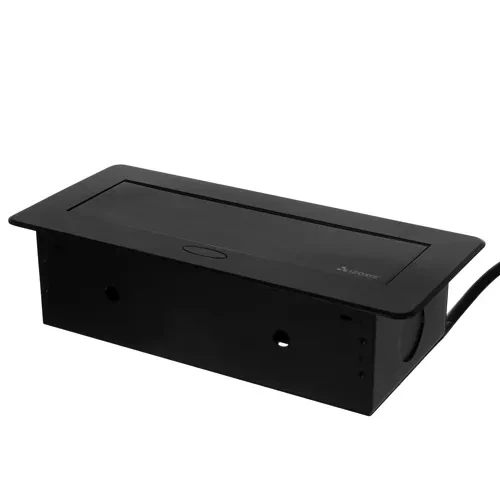 Встраиваемая розетка в столешницу Izoxis 21446 на 2 гнезда Schuko и 2 USB, черный врезной блок розеток с крышкой в стол - Зображення 6